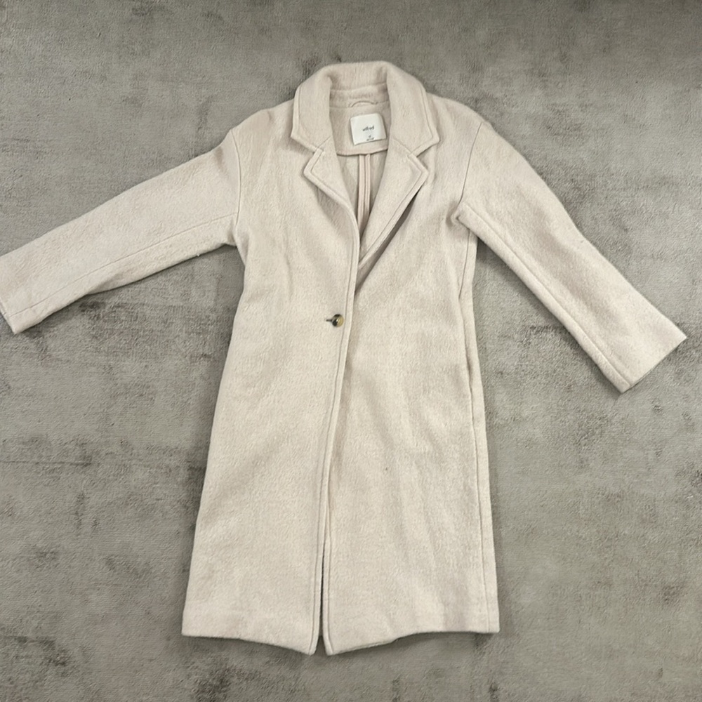 Aritzia Wilfred cream long wool coat